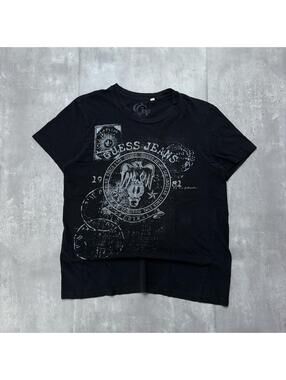 Y2K Black Guess Jeans Grunge Gothic Skater T-Shirt